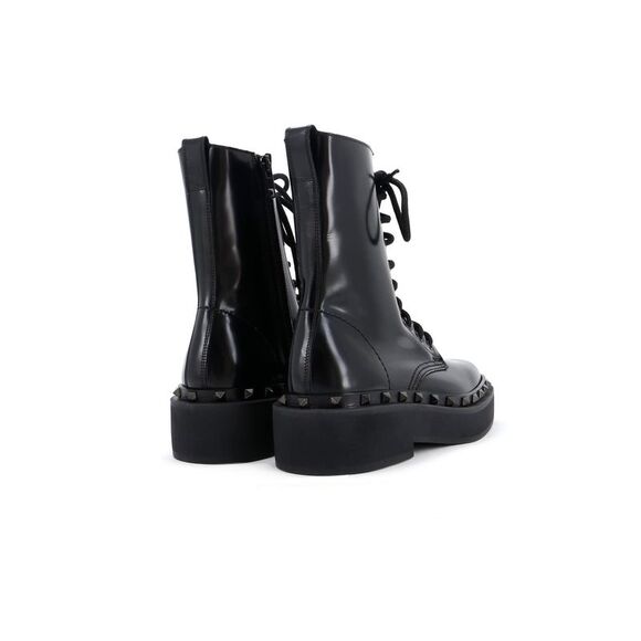 Valentino Garavani Women's Rockstud M-Way Combat Boots Leather Black - Picture 3 of 6